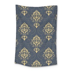 Floral Damask Pattern Texture, Damask Retro Background Small Tapestry by nateshop