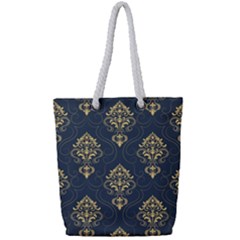 Floral Damask Pattern Texture, Damask Retro Background Full Print Rope Handle Tote (small) by nateshop