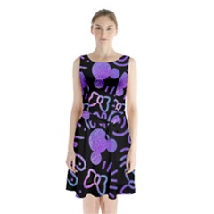 Multicolor Disney , Corazones, Mouse Sleeveless Waist Tie Chiffon Dress