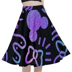 Multicolor Disney , Corazones, Mouse A-line Full Circle Midi Skirt With Pocket by nateshop