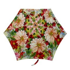 Painted Flowers Texture, Floral Background Mini Folding Umbrellas by nateshop