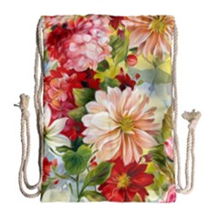 Painted Flowers Texture, Floral Background Drawstring Bag (large) by nateshop