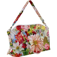 Painted Flowers Texture, Floral Background Canvas Crossbody Bag by nateshop