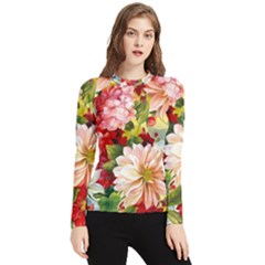 Painted Flowers Texture, Floral Background Women s Long Sleeve Rash Guard by nateshop