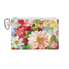 Painted Flowers Texture, Floral Background Canvas Cosmetic Bag (medium) by nateshop