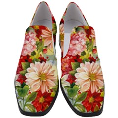 Painted Flowers Texture, Floral Background Women Slip On Heel Loafers by nateshop