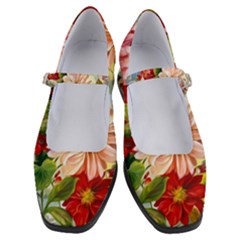 Painted Flowers Texture, Floral Background Women s Mary Jane Shoes by nateshop