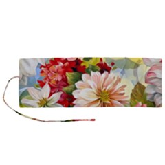 Painted Flowers Texture, Floral Background Roll Up Canvas Pencil Holder (m) by nateshop