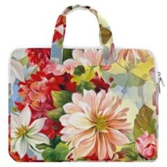 Painted Flowers Texture, Floral Background Macbook Pro 13  Double Pocket Laptop Bag by nateshop