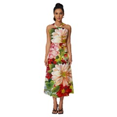 Painted Flowers Texture, Floral Background Sleeveless Cross Front Cocktail Midi Chiffon Dress by nateshop
