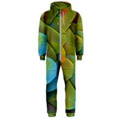 Parrot Feathers Texture Feathers Backgrounds Hooded Jumpsuit (men) by nateshop