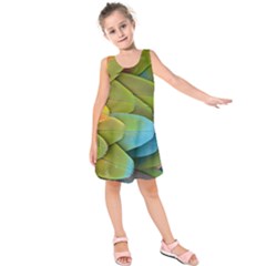 Parrot Feathers Texture Feathers Backgrounds Kids  Sleeveless Dress by nateshop