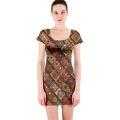 Pattern, Abstract, Texture, Mandala Short Sleeve Bodycon Dress by nateshop