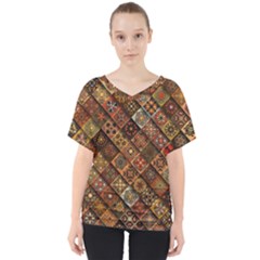 Pattern, Abstract, Texture, Mandala V-neck Dolman Drape Top by nateshop