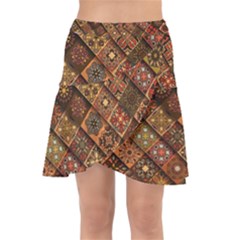 Pattern, Abstract, Texture, Mandala Wrap Front Skirt by nateshop