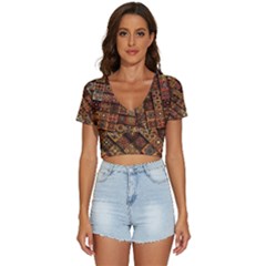 Pattern, Abstract, Texture, Mandala V-neck Crop Top by nateshop