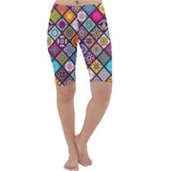 Pattern, Colorful, Floral, Patter, Texture, Tiles Cropped Leggings 