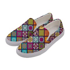 Pattern, Colorful, Floral, Patter, Texture, Tiles Women s Canvas Slip Ons by nateshop