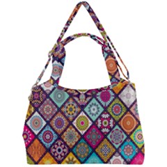 Pattern, Colorful, Floral, Patter, Texture, Tiles Double Compartment Shoulder Bag by nateshop