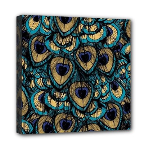 Peacock Feathers, Bird, Spirituality, Symbol, Spiritual, Mini Canvas 8  X 8  (stretched) by nateshop