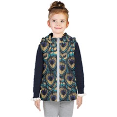 Peacock Feathers, Bird, Spirituality, Symbol, Spiritual, Kids  Hooded Puffer Vest by nateshop