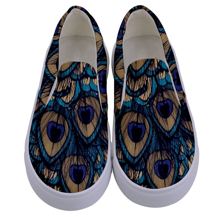 Peacock Feathers, Bird, Spirituality, Symbol, Spiritual, Kids  Canvas Slip Ons