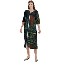 Peacock Feathers, Feathers, Peacock Nice Women s Cotton 3/4 Sleeve Night Gown