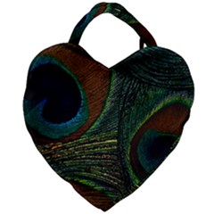 Peacock Feathers, Feathers, Peacock Nice Giant Heart Shaped Tote by nateshop