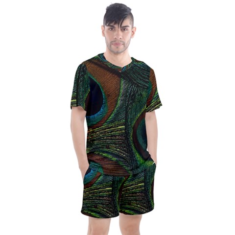 Peacock Feathers, Feathers, Peacock Nice Men s Mesh T-shirt And Shorts Set by nateshop