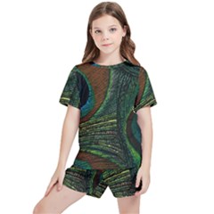 Peacock Feathers, Feathers, Peacock Nice Kids  T-shirt And Sports Shorts Set by nateshop