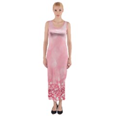 Pink Glitter Background Fitted Maxi Dress