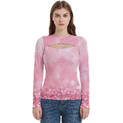 Pink Glitter Background Women s Cut Out Long Sleeve T-shirt by nateshop