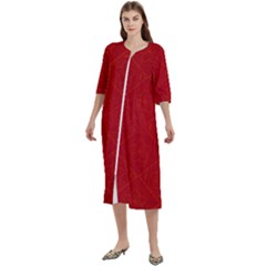 Red Chinese Background Chinese Patterns, Chinese Women s Cotton 3/4 Sleeve Night Gown