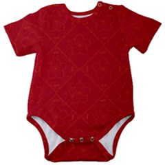Red Chinese Background Chinese Patterns, Chinese Baby Short Sleeve Bodysuit by nateshop