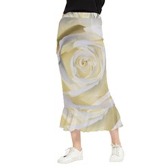 White Roses Flowers Plant Romance Blossom Bloom Nature Flora Petals Maxi Fishtail Chiffon Skirt by Proyonanggan