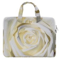 White Roses Flowers Plant Romance Blossom Bloom Nature Flora Petals Macbook Pro 16  Double Pocket Laptop Bag  by Proyonanggan