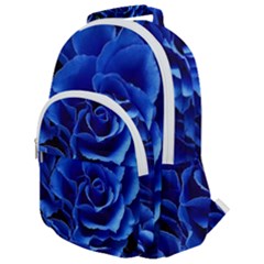 Blue Roses Flowers Plant Romance Blossom Bloom Nature Flora Petals Rounded Multi Pocket Backpack by Proyonanggan