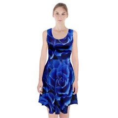 Blue Roses Flowers Plant Romance Blossom Bloom Nature Flora Petals Racerback Midi Dress