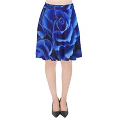 Blue Roses Flowers Plant Romance Blossom Bloom Nature Flora Petals Velvet High Waist Skirt