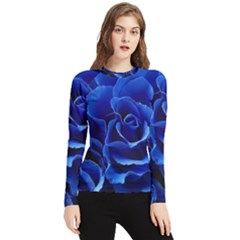 Blue Roses Flowers Plant Romance Blossom Bloom Nature Flora Petals Women s Long Sleeve Rash Guard