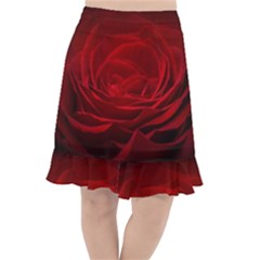 Rose Red Rose Red Flower Petals Waves Glow Fishtail Chiffon Skirt by Proyonanggan