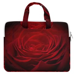 Rose Red Rose Red Flower Petals Waves Glow Macbook Pro 16  Double Pocket Laptop Bag  by Proyonanggan