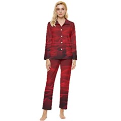 Rose Red Rose Red Flower Petals Waves Glow Womens  Long Sleeve Velvet Pocket Pajamas Set by Proyonanggan