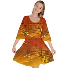 Music Notes Melody Note Sound Velour Kimono Dress by Proyonanggan