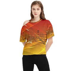 Music Notes Melody Note Sound One Shoulder Cut Out T-shirt by Proyonanggan