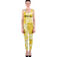 Party Confetti Yellow Squares One Piece Catsuit by Proyonanggan