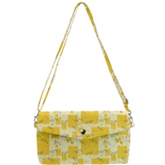 Party Confetti Yellow Squares Removable Strap Clutch Bag