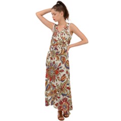 Retro Paisley Patterns, Floral Patterns, Background V-neck Chiffon Maxi Dress by nateshop