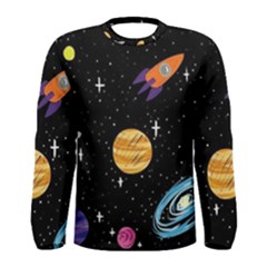 Space Cartoon, Planets, Rockets Men s Long Sleeve T-shirt by nateshop