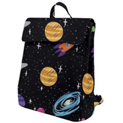 Space Cartoon, Planets, Rockets Flap Top Backpack by nateshop